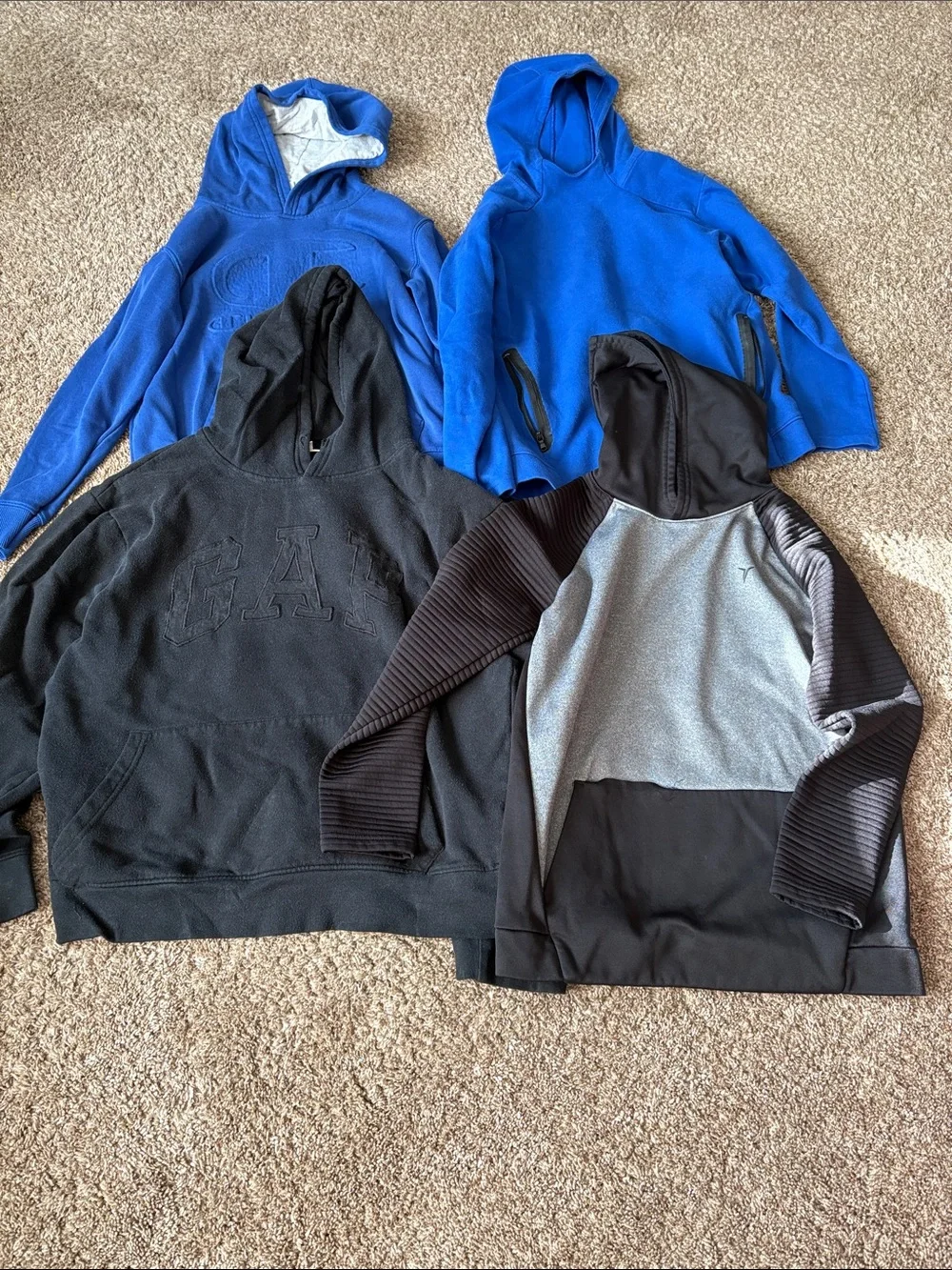 Boys Black & Blue Hoodies Pack. Gap, Champion, and Old Navy.